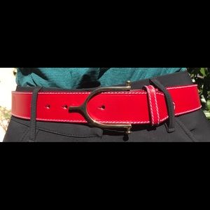 Red Leather Belt with English Spur Buckle